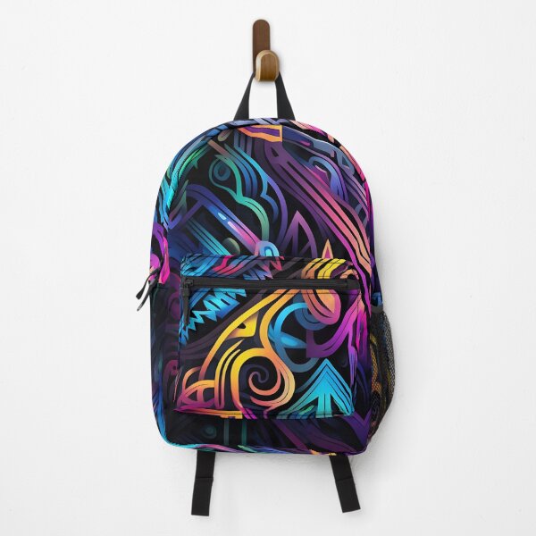 Item preview, Fluorescent multicolor tribal network print designed and sold by dcrc.