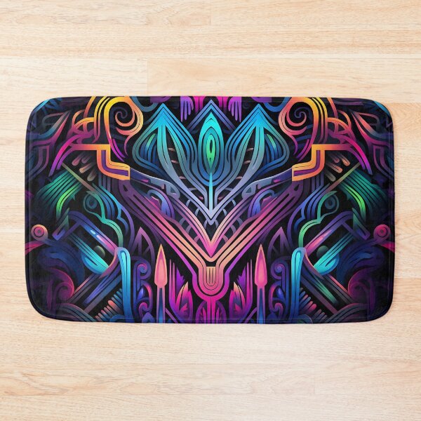 Item preview, Fluorescent multicolor tribal network print designed and sold by dcrc.
