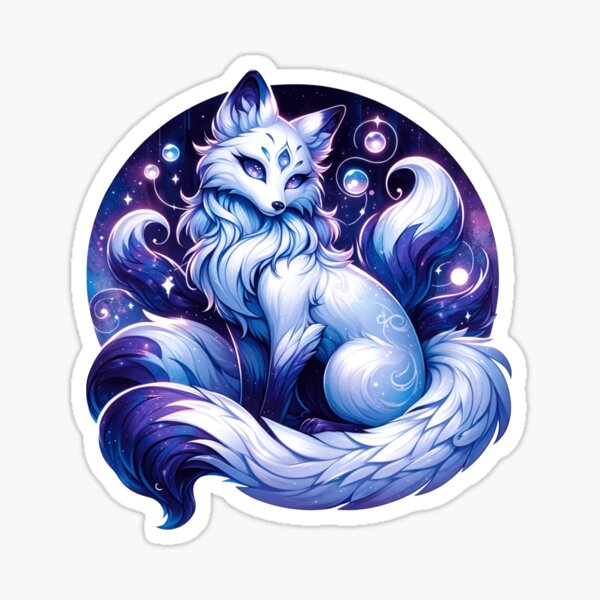 Item preview, Light Blue Kitsune Fox, Anime, Kawaii, Cute, Japanese Myth designed and sold by ShamanIwoArt.