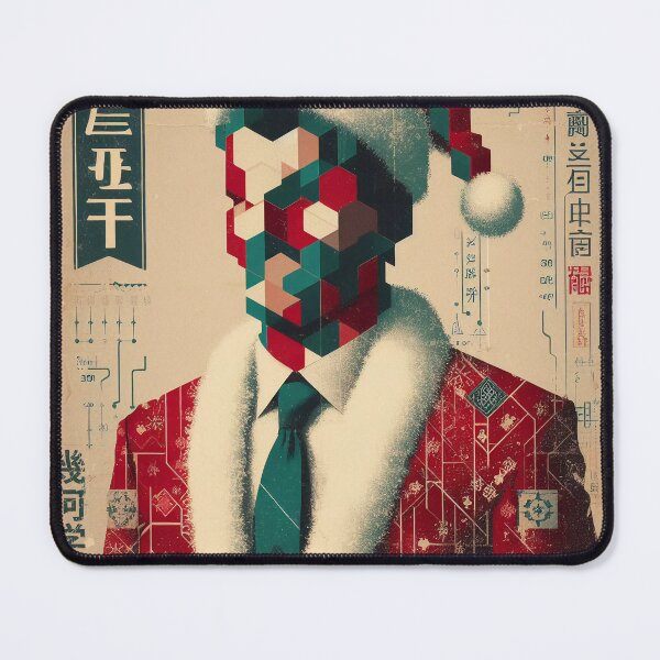 Item preview, geometric Santa Japanese Christmas poster designed and sold by IAPICTURE.