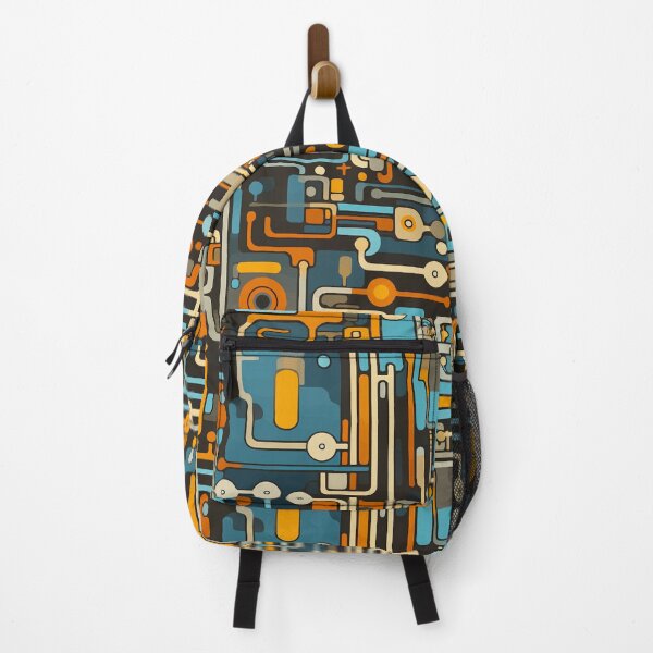 Item preview, Blue and Orange Circuit Board Pattern on Black designed and sold by Blue-Banana.