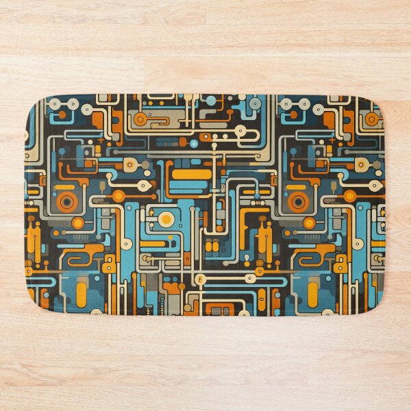 Item preview, Blue and Orange Circuit Board Pattern on Black designed and sold by Blue-Banana.