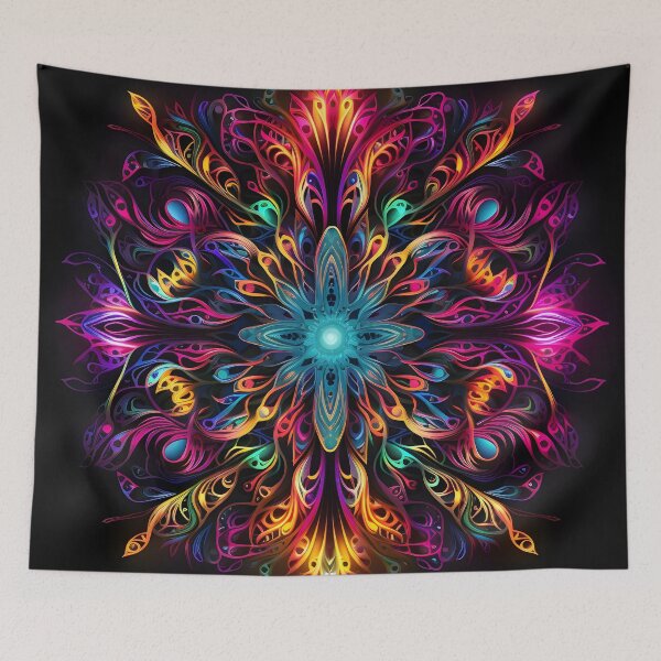 Item preview, Fluorescent multicolor tribal network print designed and sold by dcrc.