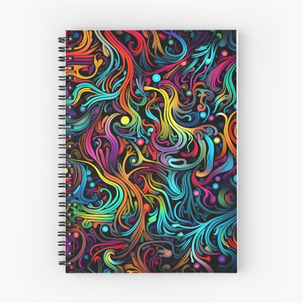 Item preview, fluorescent multicolor tribal network prin designed and sold by dcrc.