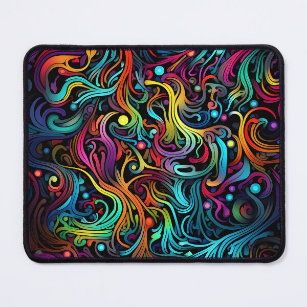 Item preview, fluorescent multicolor tribal network prin designed and sold by dcrc.