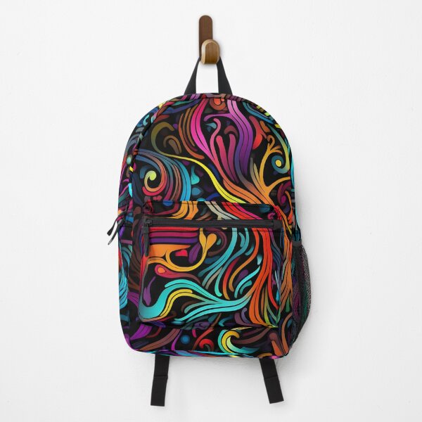 Item preview, fluorescent multicolor tribal network prin designed and sold by dcrc.