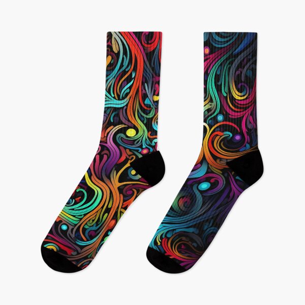 Item preview, fluorescent multicolor tribal network prin designed and sold by dcrc.
