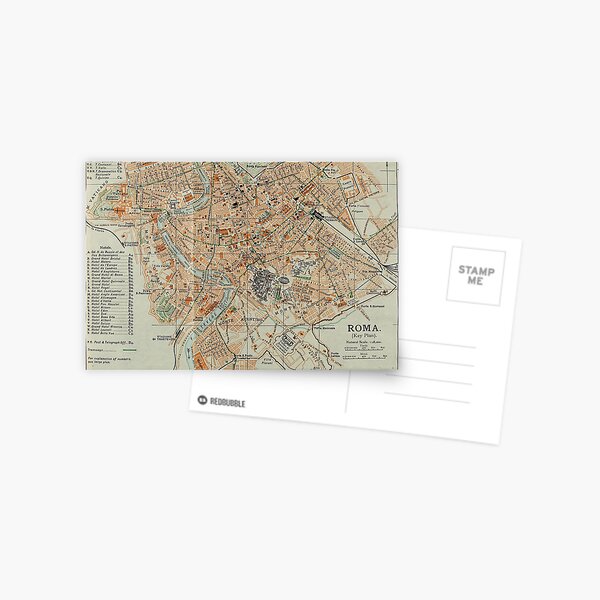 Vintage Map of Rome Italy (1911) Postcard