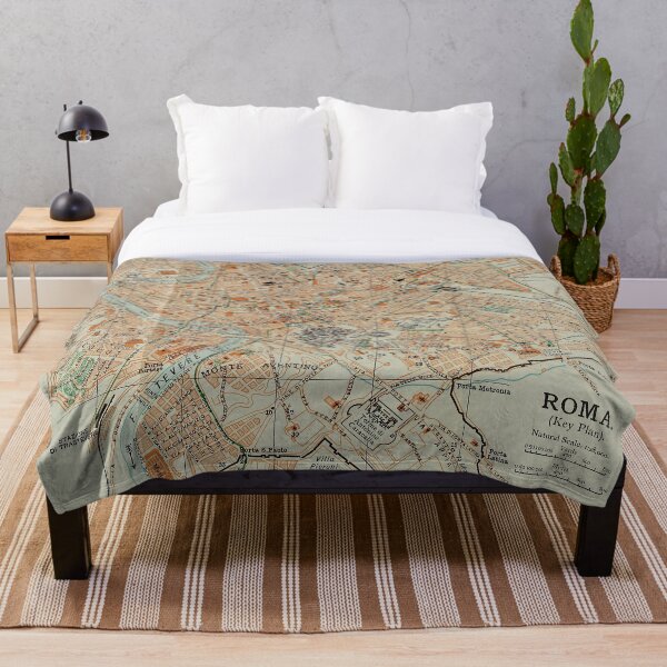 Vintage Map of Rome Italy (1911) Throw Blanket