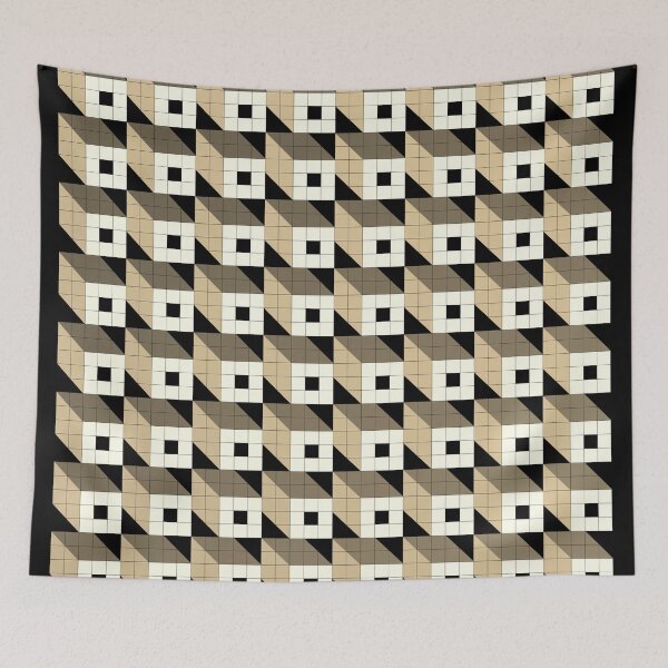 Item preview, 3D Cubes Sepia Roman mosaic designed and sold by frederic Lecut.