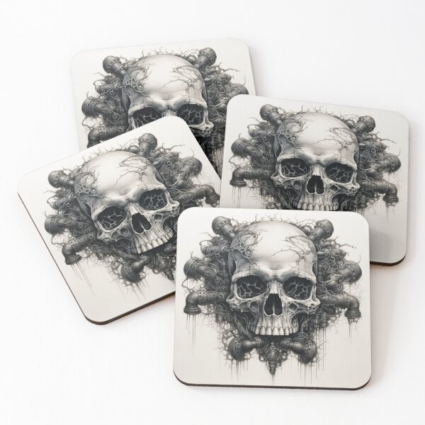 Item preview, Industrial Pipes Skull Art designed and sold by deathmetalart.