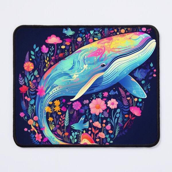 Item preview, Colorful humpback whale floral print designed and sold by dcrc.