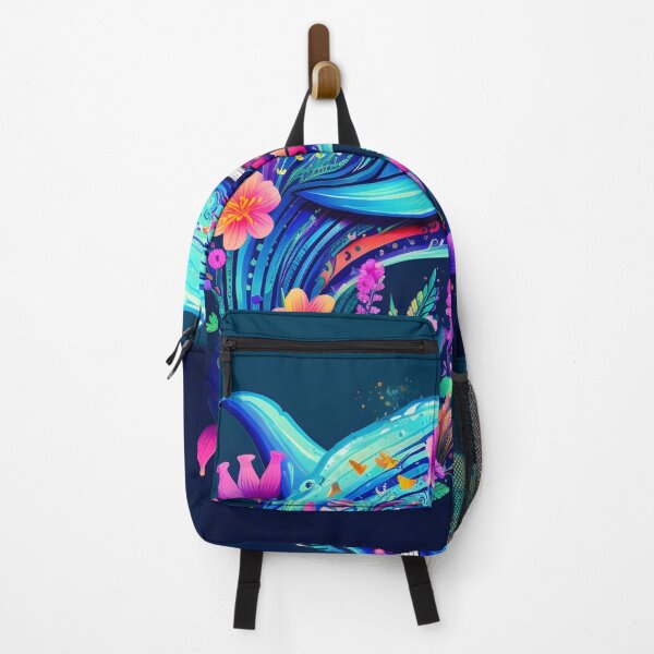 Item preview, colorful humpback whale floral print designed and sold by dcrc.