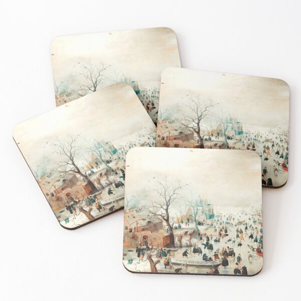 Item preview, SNOWY WINTER LANDSCAPE WITH ICE SKATERS ON THE FROZEN LAKE designed and sold by BulganLumini.