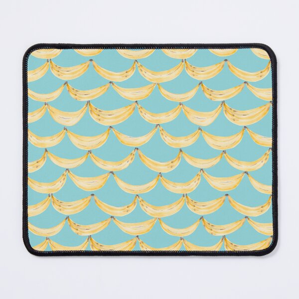 Item preview, Watercolor painting of yellow bananas on light blue background designed and sold by marufemia.