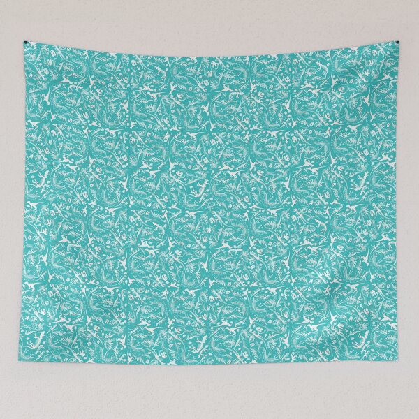 Item preview, Ditsy Dinosaurs, White and Aqua Teal Blue designed and sold by Kristi Duggins.