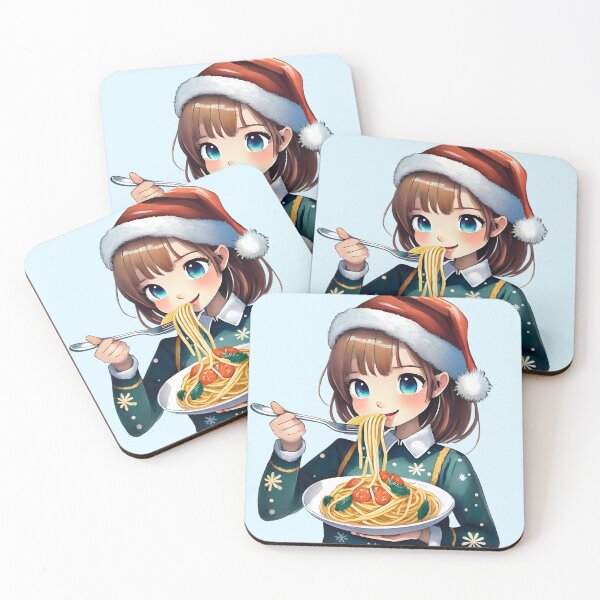 Item preview, Cute christmas girl eating spaghetti, anime sticker designed and sold by emaotx.