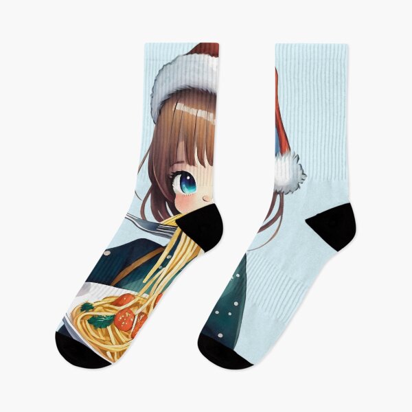 Item preview, Cute christmas girl eating spaghetti, anime sticker designed and sold by emaotx.