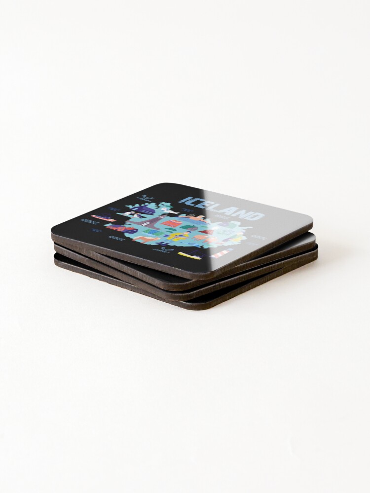 Thumbnail 4 of 5, Coasters (Set of 4), ICELAND map designed and sold by PatternDesign91.