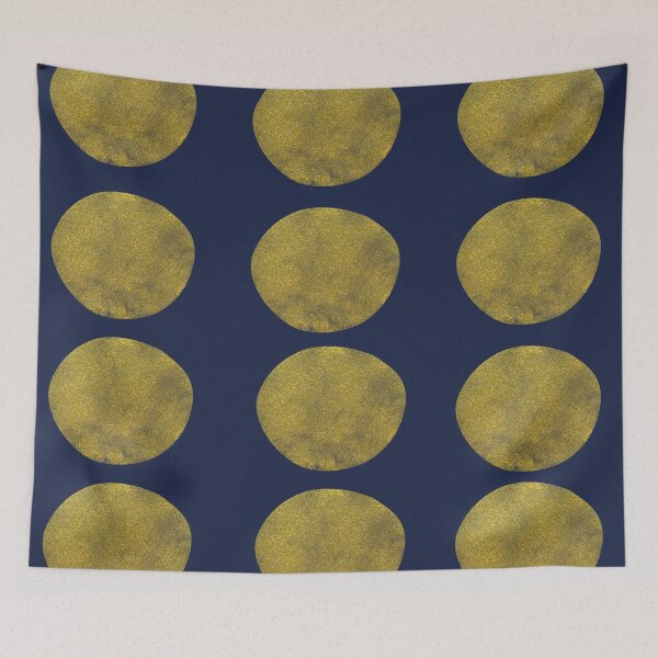 Item preview, Dark Nany Blue With Yellow Gold Big Dots  designed and sold by ArDecoS.