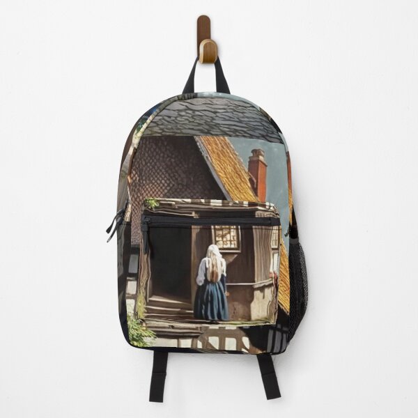 Item preview, Historical Germany Village Half-timbered Houses Cobblestones People Landscape Oil Painting designed and sold by G-M-Designs.