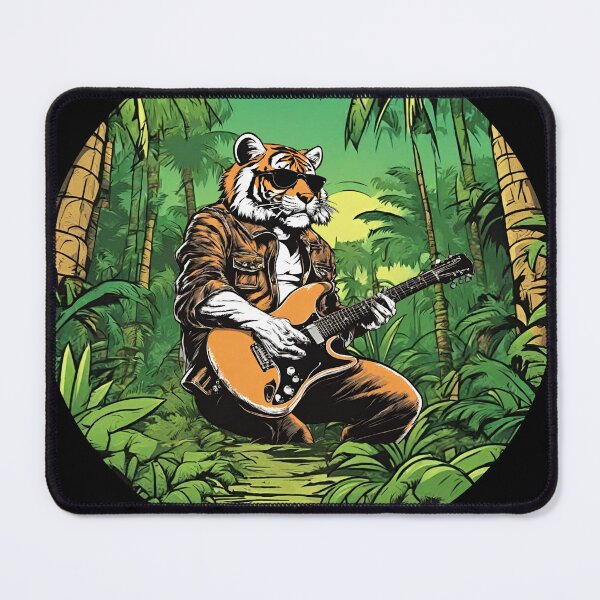 Item preview, WILD GUITARIST TIGER – guitarist tiger - rock tiger - wild musician designed and sold by Musicians-world.