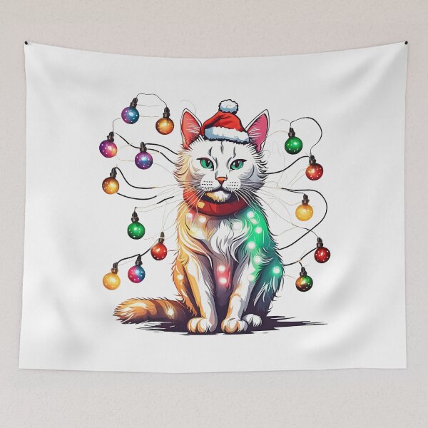 Item preview, Cartoon Style Cat Wearing a Christmas Hat designed and sold by ThunyChiao.