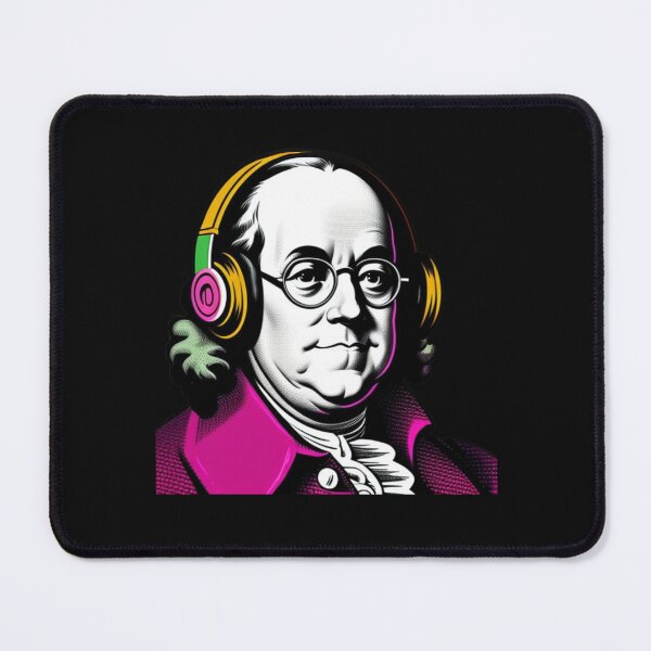 Item preview, Pop Art Pink Benjamin Franklin with Retro Headphones designed and sold by musicgeniusart.