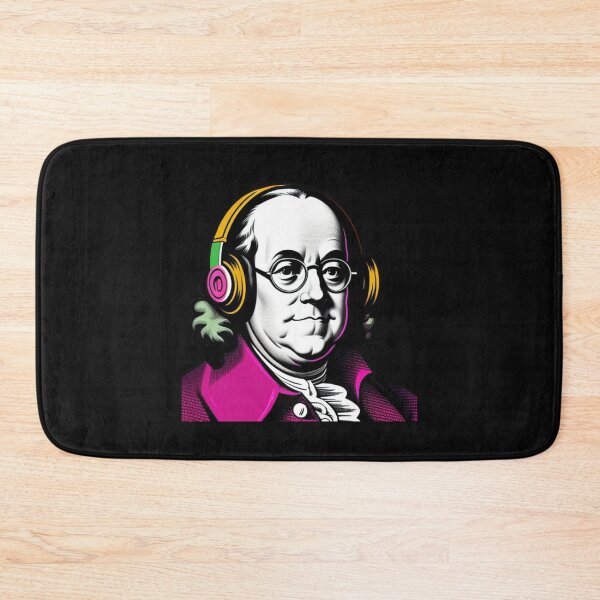 Item preview, Pop Art Pink Benjamin Franklin with Retro Headphones designed and sold by musicgeniusart.