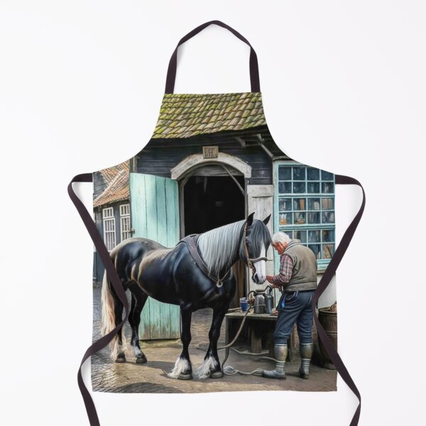 Item preview, Historic German Village Farrier Horse Houses Cobblestones People Landscape Oil Painting designed and sold by G-M-Designs.