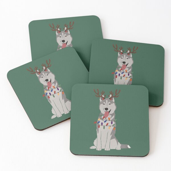 Item preview, Christmas Husky with Reindeer Antlers  designed and sold by reddogbuckeye.