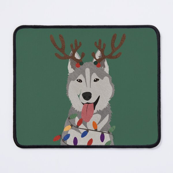 Item preview, Christmas Husky with Reindeer Antlers designed and sold by reddogbuckeye.