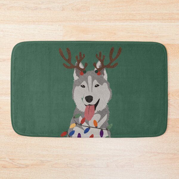 Item preview, Christmas Husky with Reindeer Antlers designed and sold by reddogbuckeye.
