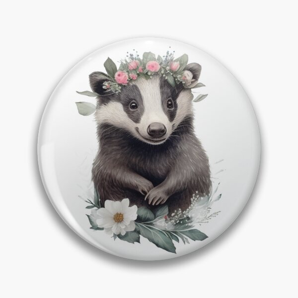 Item preview, Cute badger watercolor portrait designed and sold by Naturartprints.