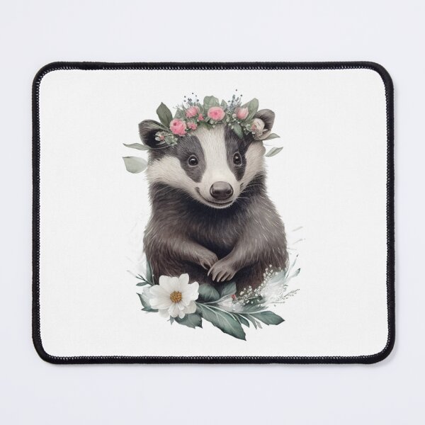 Item preview, Cute badger watercolor portrait designed and sold by Naturartprints.