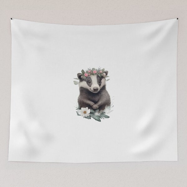 Item preview, Cute badger watercolor portrait designed and sold by Naturartprints.