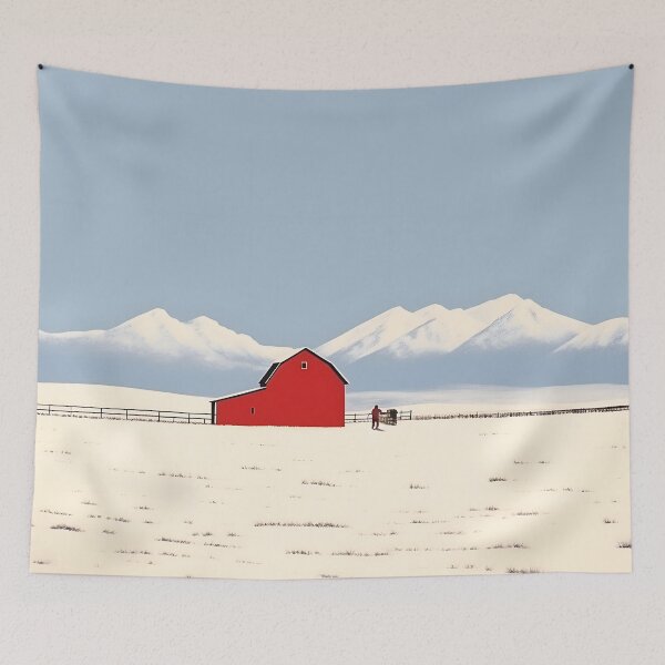Item preview, Solitude in Snow: Red Barn Canvas designed and sold by Studio Axis.