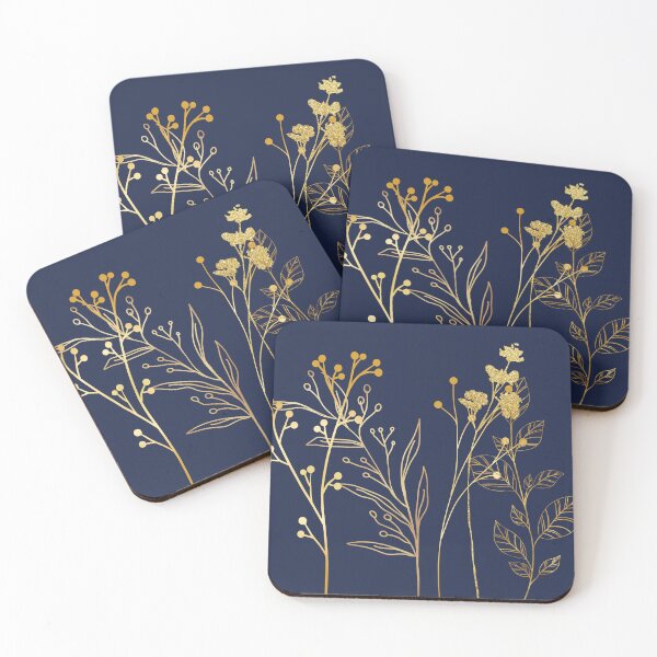 Item preview, Navy Blue Art Deco Fine Gold-like Dry Flowers designed and sold by ArDecoS.