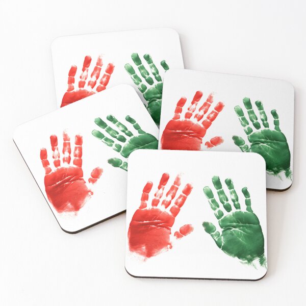 Item preview, Colorful Red And Green Handprints Hands Palms designed and sold by CreativeContext.