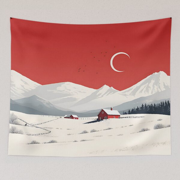 Item preview, Crimson Moon Over Winter Homestead designed and sold by Studio Axis.