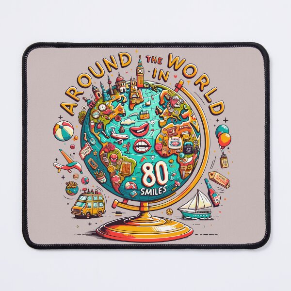 Item preview, Whimsical globe with landmarks in playful travel design. designed and sold by ArtInPrint.