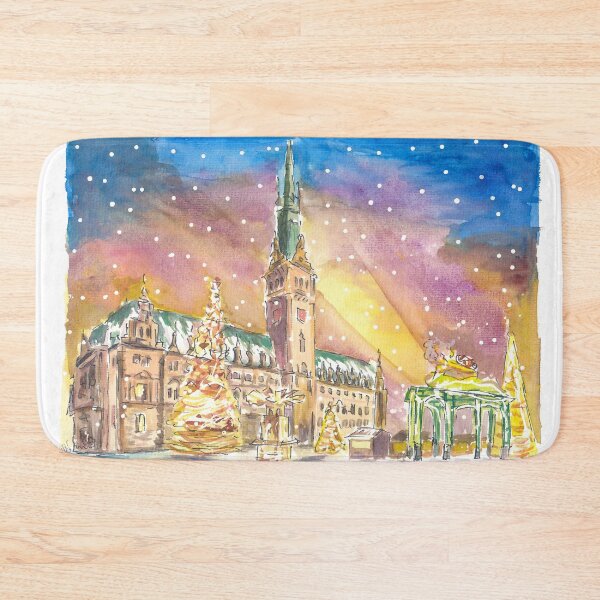 Item preview, Hamburg City Hall Square Snowing and Festive Market designed and sold by artshop77.