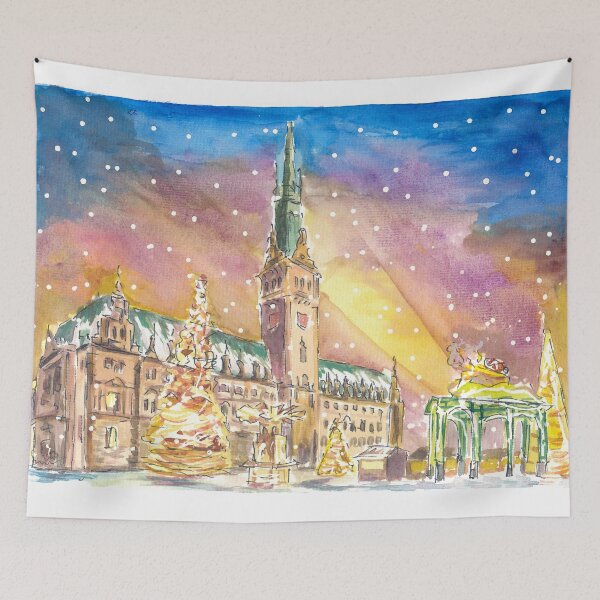 Item preview, Hamburg City Hall Square Snowing and Festive Market designed and sold by artshop77.