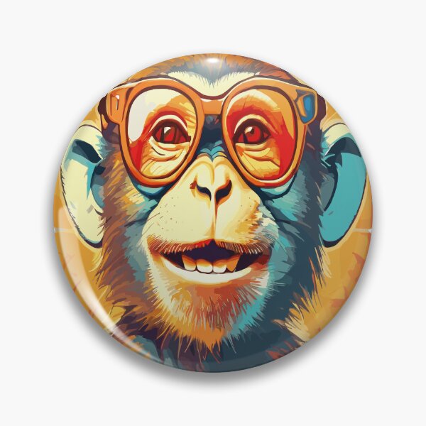 Item preview, Vibrant  a brilliantly colored monkey wearing stylish glasses beams with infectious joy, creating a playful masterpiece for your T-shirt designed and sold by Poshprintsgnawi.