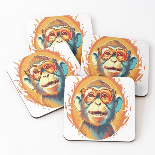 Item preview, Vibrant  a brilliantly colored monkey wearing stylish glasses beams with infectious joy, creating a playful masterpiece for your T-shirt designed and sold by Poshprintsgnawi.