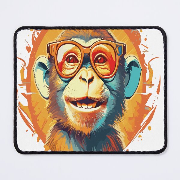 Item preview, Vibrant a brilliantly colored monkey wearing stylish glasses beams with infectious joy, creating a playful masterpiece for your T-shirt designed and sold by Poshprintsgnawi.