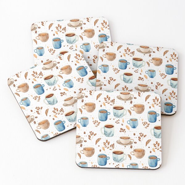 Item preview, Coffee Cups & Beans Pattern designed and sold by Sunny Jar Designs.