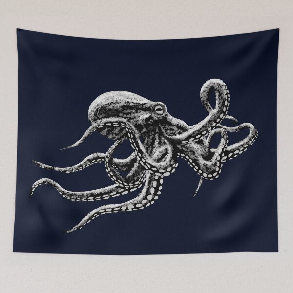 Item preview, OCTOPUS PAINTING T SHIRT, WHITE ON BLACK OCTOPUS ART designed and sold by Danicus666.