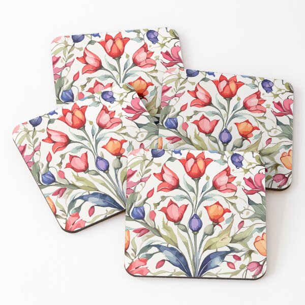 Item preview, Red Orange Blue Turkish Tulips Ottoman Pattern  designed and sold by GraphicsClub.