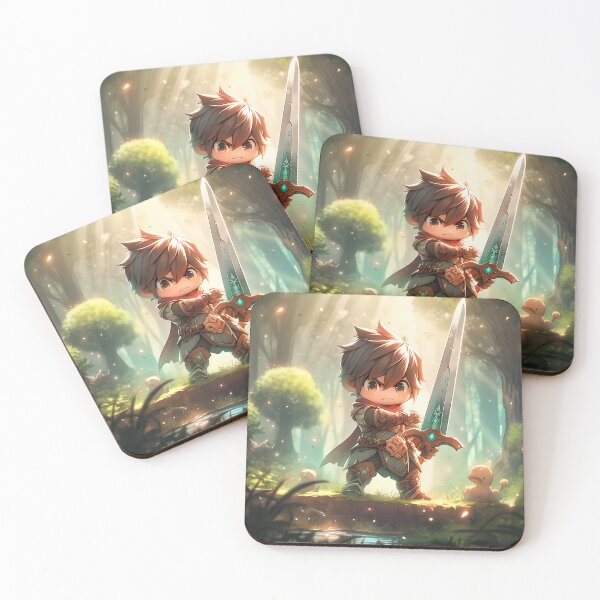 Item preview, Fighter anime chibi boy with samurai sword in forest art designed and sold by TheArtistOf2022.